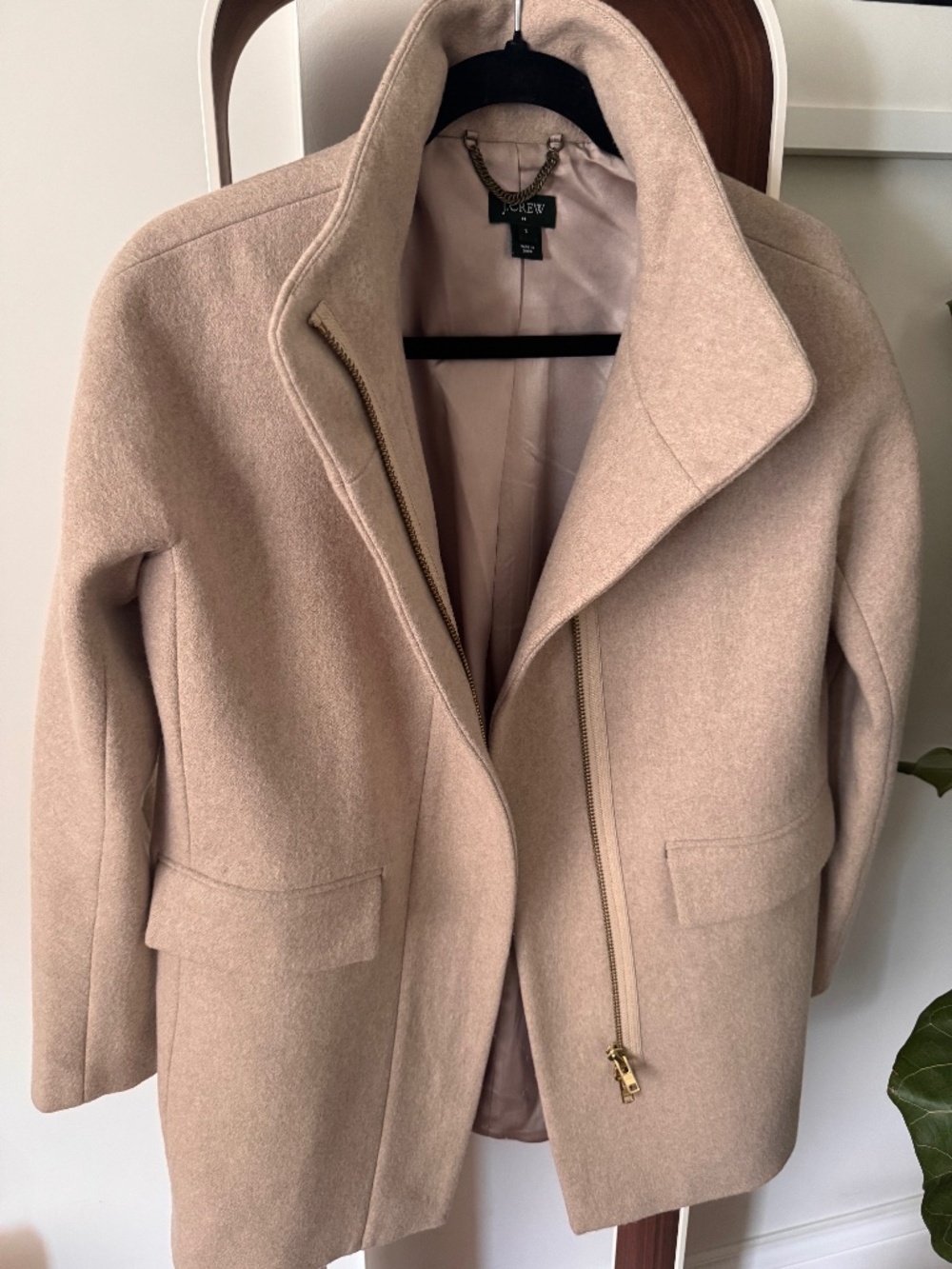 J.Crew Factory Oatmeal Wool Blend Coat | Funnel Collar | Size 2